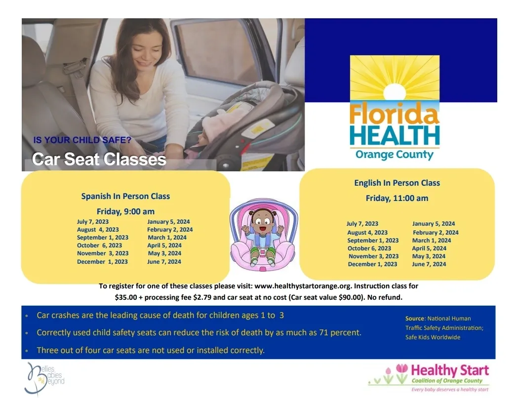 A flyer for an adult class in the florida health orange county.