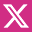 A pink and white x logo